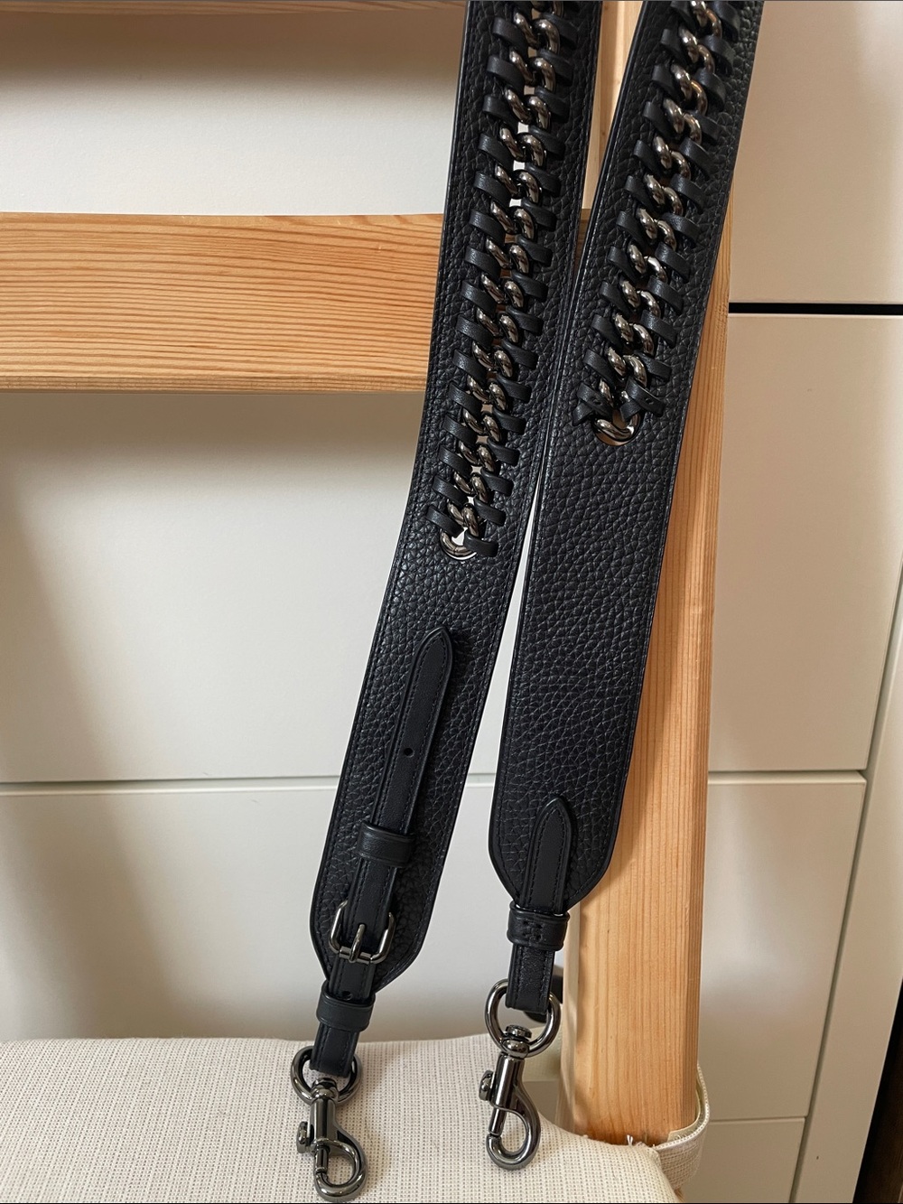 Coach Strap With Chain Detail in Gunmetal/Black - Picture 8 of 17